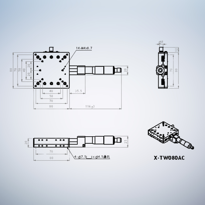 TSD Precision Linear Linear Slide X-TW080AC - Image 2