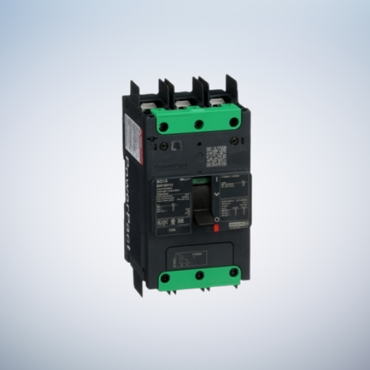 Schneider Elctric Circuit breaker, PowerPacT B, 15A, 3 pole, 600Y/347VAC, 14kA, terminal nut, thermal magnetic, 80%